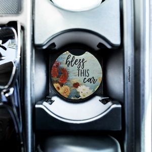 Bless This Car Floral Car Coaster 2 Pack | Car Accessories | Coasters